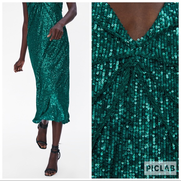 NWT • Zara • Sequin Dress with Seam Detail - Picture 4 of 6